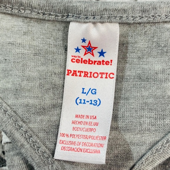 Patriotic  Gray Tank Top Cotton Fringe - Picture 3 of 4